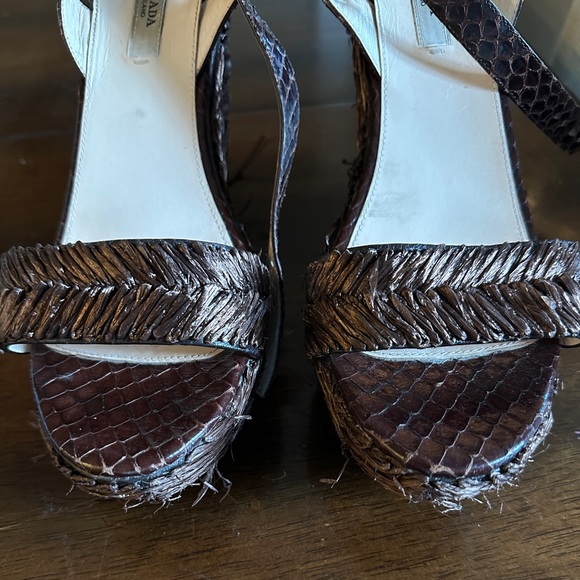 PRADA Wedge Heels, Woman’s Size 38.5 (U.S. 7.5). Designer Authentic Prada Heels - Picture 7 of 8
